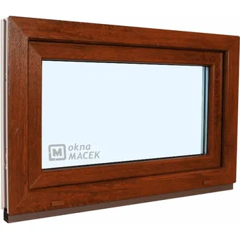 Okno Plastové okno - KNIPPING 70 AD, 900x600 mm, S, ořech Sklo: čiré, Barva, imitace: ořech/bílá (jednostranně) + příslušenství a montážní materiál zdarma