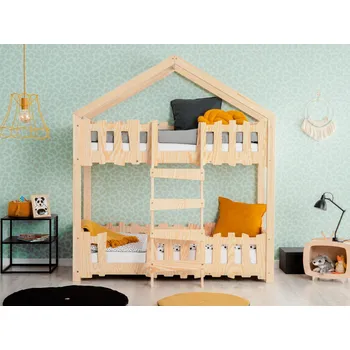 Dětsný nábytek ADEKO Patrová postel Domeček clasic s plůtkem Front rozměr lůžka: 70 x 160 cm