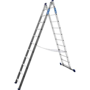 Železářství PROPER Žebřík hliníkový 2x11 příčkový (Dvoudílný univerzální hliníkový žebřík 2x11 příčkový tvaru A)