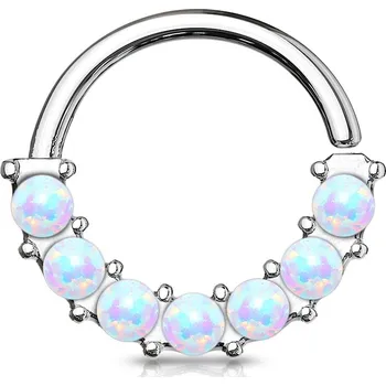 Piercing Šperky4U Piercing kruh s opály, 1,0 x 10 mm - K01053-WH
