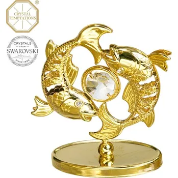 Figurka Designová figurka RYBY s bílými krystaly v dárkové krabičce - 7,5 cm