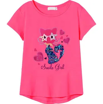 Chlapecké tričko Dívčí triko s flitry - KUGO MC1237, růžová sytě Barva: Růžová sytě, Velikost: 98