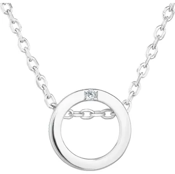 Náhrdelník Stříbrný náhrdelník se zirkonem bílý kulatý 12015.1