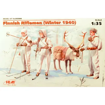 Plastikový model 1:35 Finnish Riflemen Winter 1940, 3 Figuresig+Reindeer