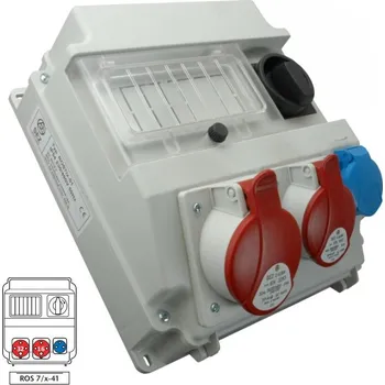Rozvaděč Zásuvková rozvodnice ROS 7/x-41 1x3243+1x1643+1x230V, se spínačem, 7 modulové okénko, IP54 (SEZ ROS 7/x-41)