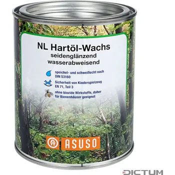 Olej na dřevo Dictum 810062 - ASUSO® NL Hard Oil Wax, Water-repellent, Satin Gloss, 750 ml - Olej