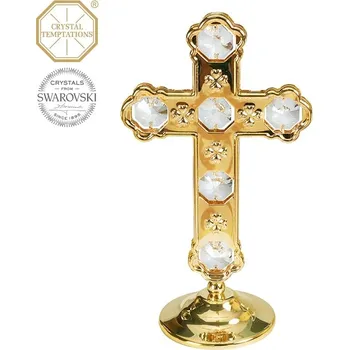 Figurka Designová figurka KŘÍŽ s bílými krystaly v dárkové krabičce - 13,5 cm