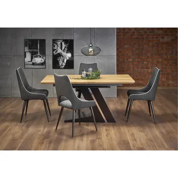 Jídelní stůl Halmar Ferguson 160/220 cm černý/dub přírodní