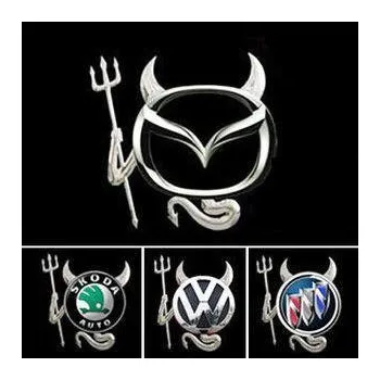 Tuning 3D COOL samolepka ĎÁBEL na znak Vašeho vozu - STŘÍBRNÁ