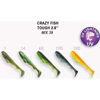 Umělá nástraha Gumová nástraha Crazy Fish Tough 7cm Mix 39 (5ks)