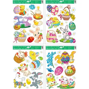 Velikonoční dekorace Okenní fólie velikonoční králíčci 30 x 42 cm