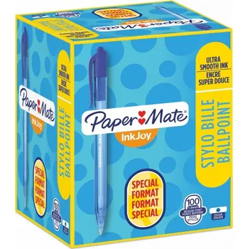 Kuličkové pero PaperMate InkJoy 100 RT - klikací, modré 100ks