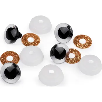Oči glitrové s pojistkou Ø20 mm, barva 6 zlatá