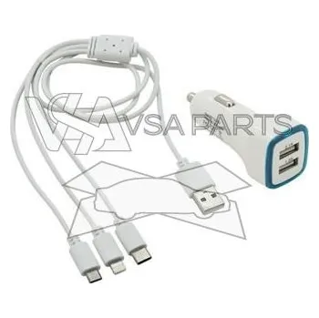 Nabíječka autobaterie COMPASS Nabíječka telefonu USB 3v1, 12/24V, kabel 750 mm