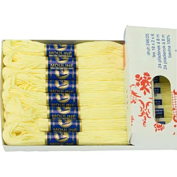 Příze Snový svět 1122 - Bavlněná vyšívací příze Mouline světle žlutá