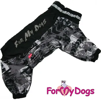 Obleček pro psa FOR MY DOGS Pláštěnka pro větší psy BLACK PATTERN, černá s šedým vzorem, Velikost: A1