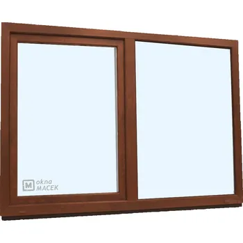 Okno Plastové okno - KNIPPING 70 AD, 2100x1500 mm, FIX/OS, ořech Barva, imitace: ořech/bílá (jednostranně) + příslušenství a montážní materiál zdarma