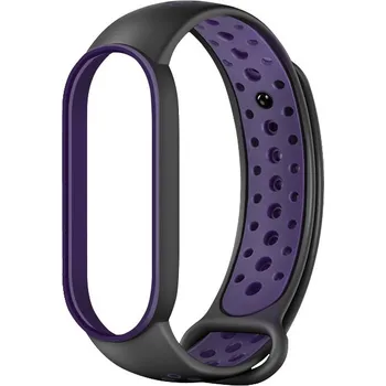 Příslušenství k fitness náramku Xiaomi Mi Band 5/6 náhradní náramek - Sportovní prodyšný perforovaný Barva: černo-fialová MBSCZ-5SP017