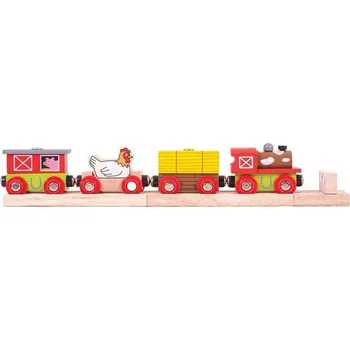 Vláček a vláčkodráha Bigjigs Rail vláčkodráhy - Vláček farma + 3 koleje