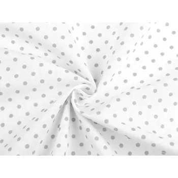 Bavlněná látka / plátno puntíky, barva 6 (74) bílá šedá