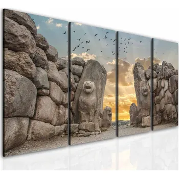 Obraz Malvis ® Čtyřdílný obraz Lion Gate Hattusa Velikost: 80x50 cm