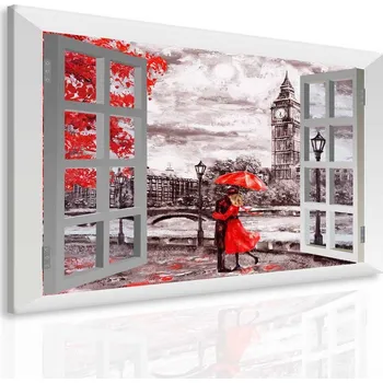 Malvis ® 3D obraz Láska v Londýně za oknem Velikost: 80x60 cm