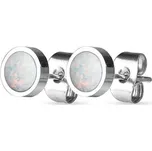 NUBIS® Ocelové náušnice s opály 8 mm - NBP71-OP17