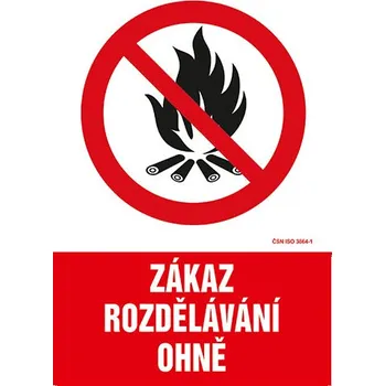 Značení Zákaz rozdělávání ohně - samolepka 100 x 140 mm