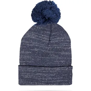 Čepice Zimní pletená čepice - modrá třpytivá s bambulí