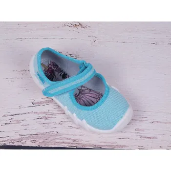 Dívčí baleríny Balerínky botičky bačkůrky Befado 109P225 tyrkys s princeznou velikost: 22