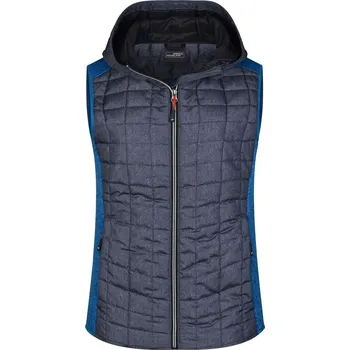 Dámská vesta Daiber Dámská pletená hybridní vesta s kapucí Knitted Hybrid Vest JN767 Barva: Modrá královská melír - Antracitový melír, Velikost: XXL