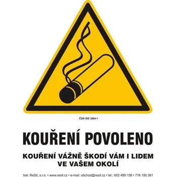 Kouření povoleno - nekuřácký zákon - samolepka 200 x 280 mm