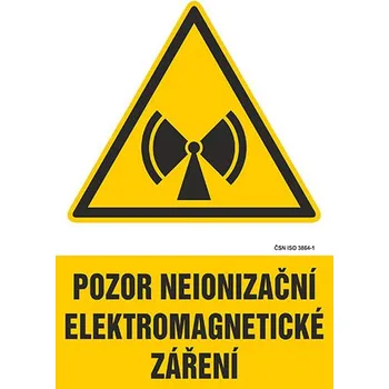 Pozor, neionizační elektromagnetické záření - samolepka 200 x 280 mm