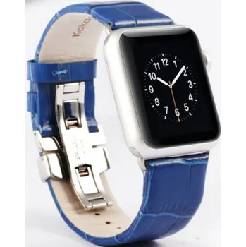 Módní doplněk Elegantní řemínek krokodýlí kůže na Apple Watch - modrý 38 / 40 mm