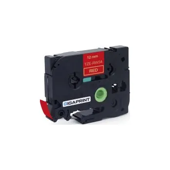Pásek do tiskárny Gigaprint za páska BROTHER TZe-RW34 12mm zlatý tisk/vínově červený podklad, textilní - kompatibilní