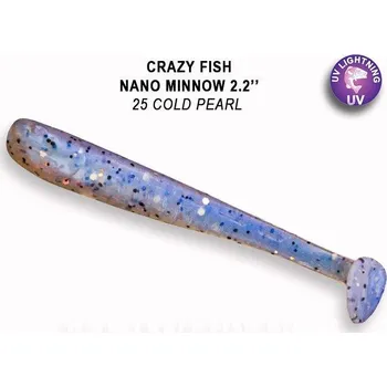 Umělá nástraha Gumová nástraha Crazy Fish Nano Minnow 5,5cm 25 Cold Pearl (8ks)