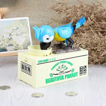 Pokladnička Pokladnička na mince hladový papoušek - modrý