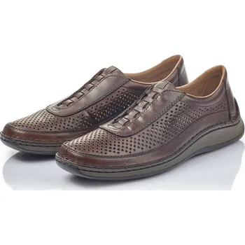 Pánské polobotky Kožená mokasína s konfekčním šitím 05255 RIEKER hnědá Barva: braun, Velikost: 46