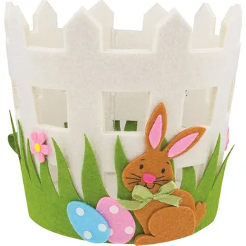 Velikonoční dekorace Obal na květináč filcový se zajícem 16 x 15 cm 7326