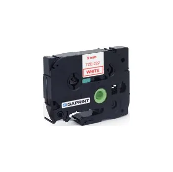 Pásek do tiskárny Gigaprint za páska BROTHER TZe-222 9mm červený tisk/bílý podklad, laminovaná - kompatibilní