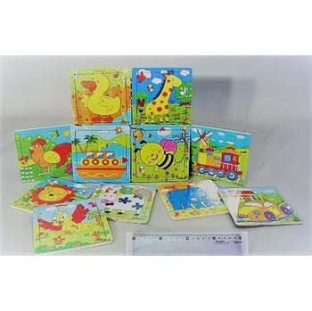 Dřevěná hračka Puzzle dřevo zířátka + dopravní prostředky