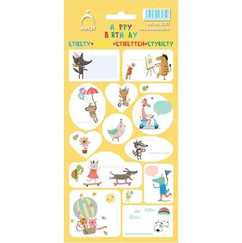 samolepka ARCH Etikety HAPPY BIRTHDAY - žluté