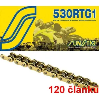 Řetězová sada pro motocykl Sunstar řetěz 530RTG1 barva zlatá, 120 článků