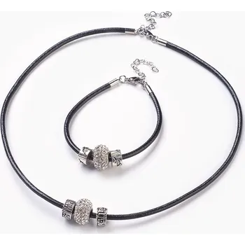 Náhrdelník Sada šperků - náramek a náhrdelník s korálky TOPBEADS černobílá sada