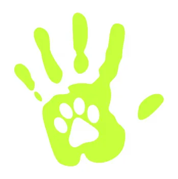 samolepka Dlaň s tlapkou levá otisk (27 - limetová) SAMOLEPKA NA AUTO, NÁLEPKA, FÓLIE, POLEP, TUNING, VLASTNÍ TEXT, TISK, AUTOSAMOLEPKY.cz, POLEPY, OBRÁZEK, LOGO, 3D STICKERS