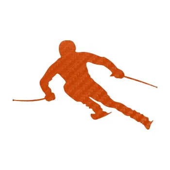 Samolepicí dekorace na vozidlo Lyžař 012 levá (54 - 3D karbon oranžový) SAMOLEPKA NA AUTO, NÁLEPKA, FÓLIE, POLEP, TUNING, VLASTNÍ TEXT, TISK, AUTOSAMOLEPKY.cz, POLEPY, OBRÁZEK, LOGO, 3D STICKERS