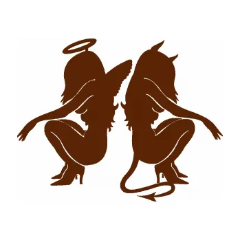 Polep vozidla Čertice 007 pravá s andělem (15 - hnědá) SAMOLEPKA NA AUTO, NÁLEPKA, FÓLIE, POLEP, TUNING, VLASTNÍ TEXT, TISK, AUTOSAMOLEPKY.cz, POLEPY, OBRÁZEK, LOGO, 3D STICKERS