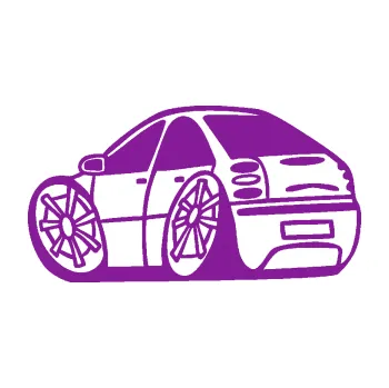 Polep vozidla SAMOLEPKA Fiat Bravo karikatura levá (14 - fialová) NA AUTO, NÁLEPKA, FÓLIE, POLEP, TUNING, VLASTNÍ TEXT, TISK, AUTOSAMOLEPKY.cz, POLEPY, OBRÁZEK, LOGO, SAMOLEPKY