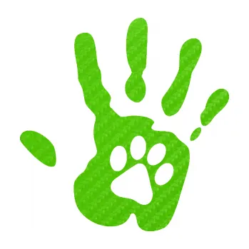 samolepka Dlaň s tlapkou pravá otisk (58 - 3D karbon zelený kawasaki) SAMOLEPKA NA AUTO, NÁLEPKA, FÓLIE, POLEP, TUNING, VLASTNÍ TEXT, TISK, AUTOSAMOLEPKY.cz, POLEPY, OBRÁZEK, LOGO, 3D STICKERS