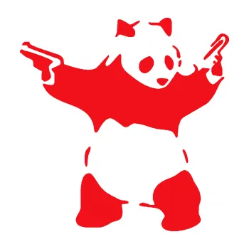 Autodoplněk Samolepka na auto Panda 007 pravá gangster (10 - červená) NÁLEPKA, FÓLIE, POLEPY, TUNING, VLASTNÍ TEXT, TISK, AUTOSAMOLEPKY.cz, SAMOLEPKY, OBRÁZEK, LOGO, VÝROBA, PRODEJ